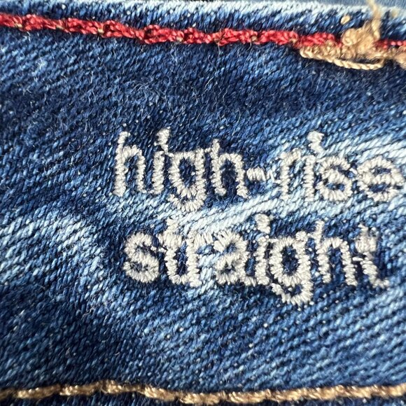 Edgely Jeans Women's 33x26* High Rise Straight Crop Blue Distressed Denim Tag 14 - Picture 7 of 16